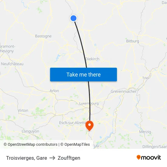 Troisvierges, Gare to Zoufftgen map