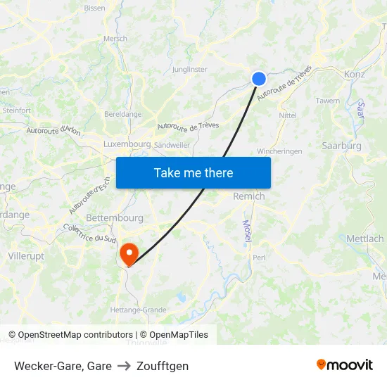 Wecker-Gare, Gare to Zoufftgen map