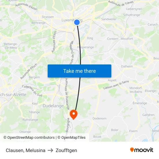 Clausen, Melusina to Zoufftgen map