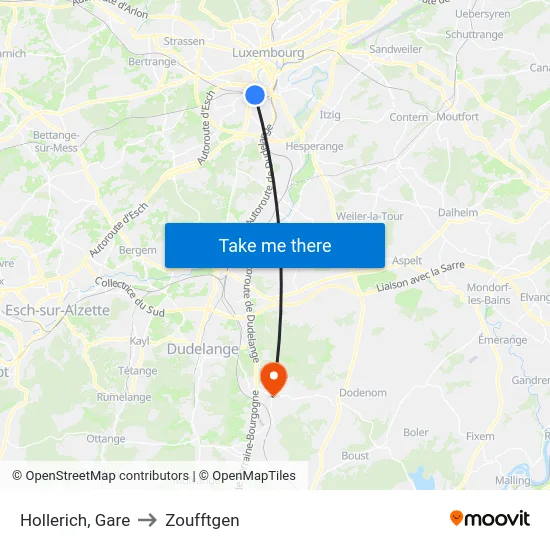 Hollerich, Gare to Zoufftgen map