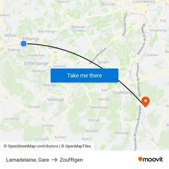 Lamadelaine, Gare to Zoufftgen map
