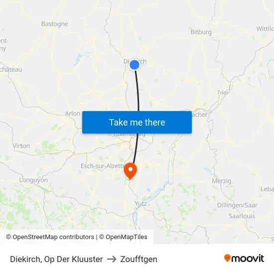 Diekirch, Op Der Kluuster to Zoufftgen map