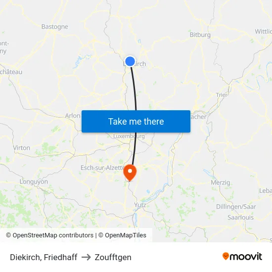 Diekirch, Friedhaff to Zoufftgen map