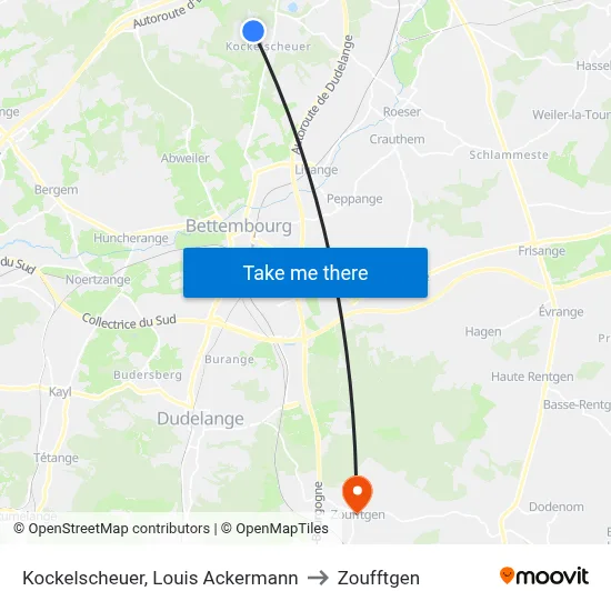 Kockelscheuer, Louis Ackermann to Zoufftgen map