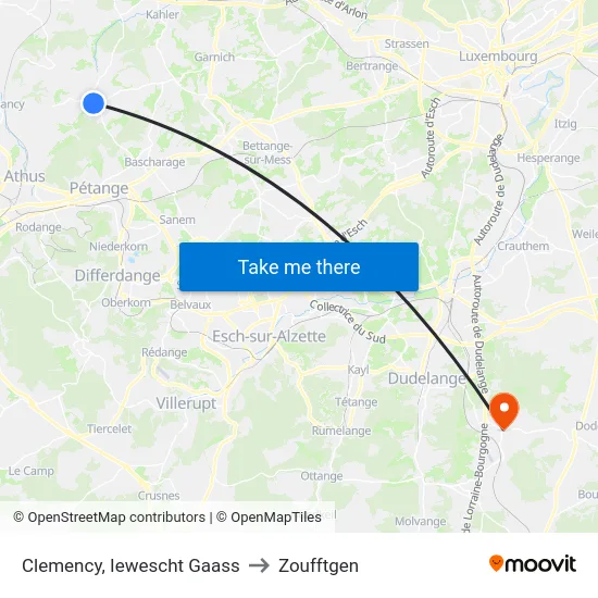 Clemency, Iewescht Gaass to Zoufftgen map