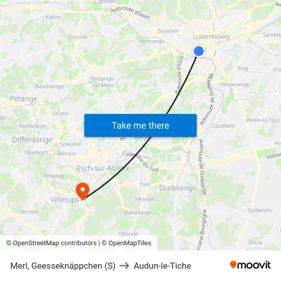 Merl, Geesseknäppchen (S) to Audun-le-Tiche map