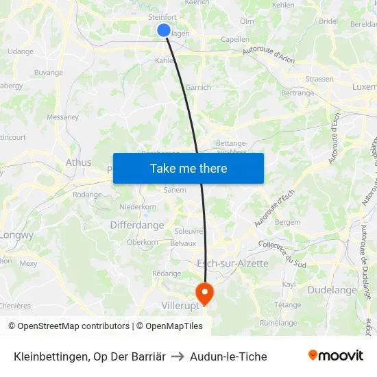 Kleinbettingen, Op Der Barriär to Audun-le-Tiche map