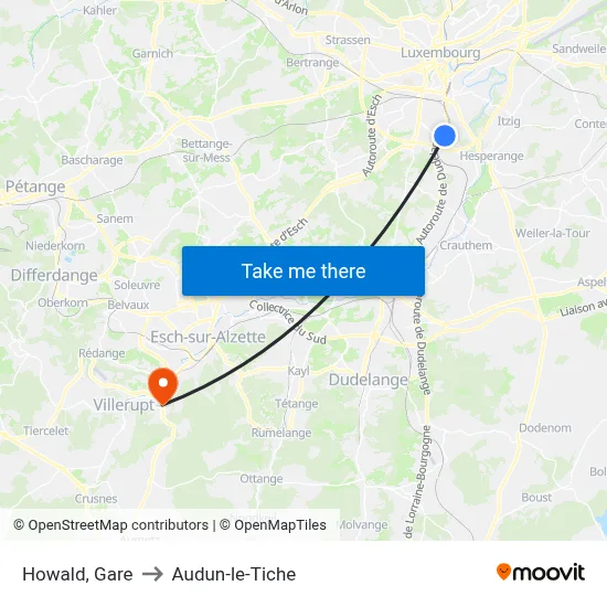 Howald, Gare to Audun-le-Tiche map