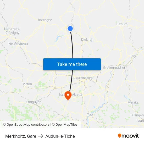 Merkholtz, Gare to Audun-le-Tiche map