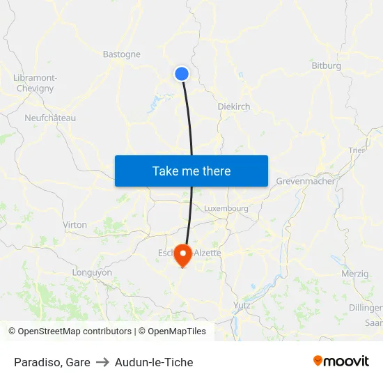 Paradiso, Gare to Audun-le-Tiche map