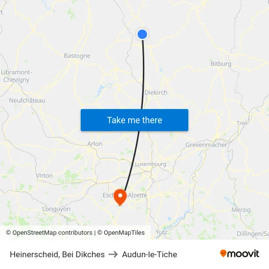 Heinerscheid, Bei Dikches to Audun-le-Tiche map