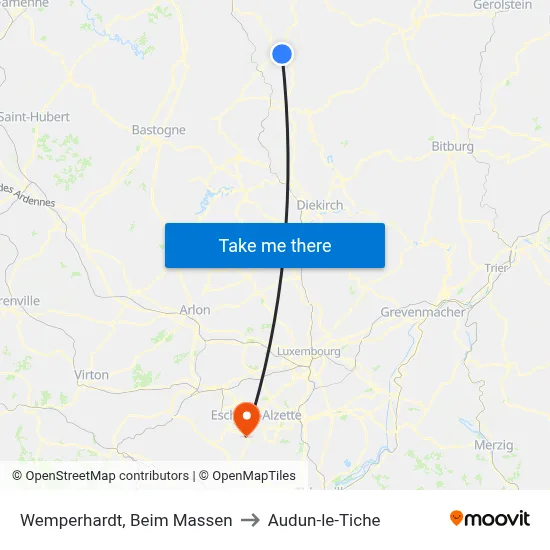 Wemperhardt, Beim Massen to Audun-le-Tiche map