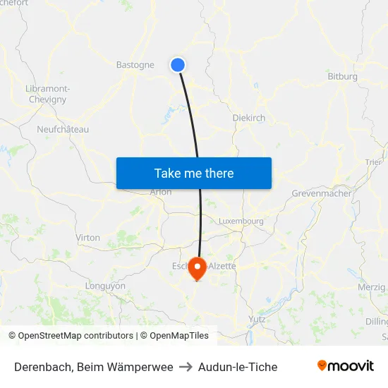 Derenbach, Beim Wämperwee to Audun-le-Tiche map