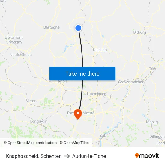 Knaphoscheid, Schenten to Audun-le-Tiche map