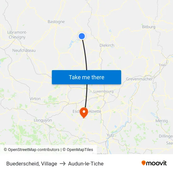 Buederscheid, Village to Audun-le-Tiche map
