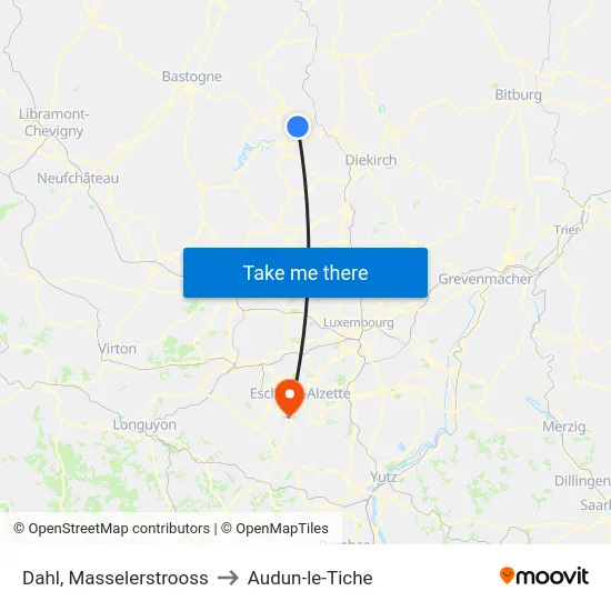 Dahl, Masselerstrooss to Audun-le-Tiche map