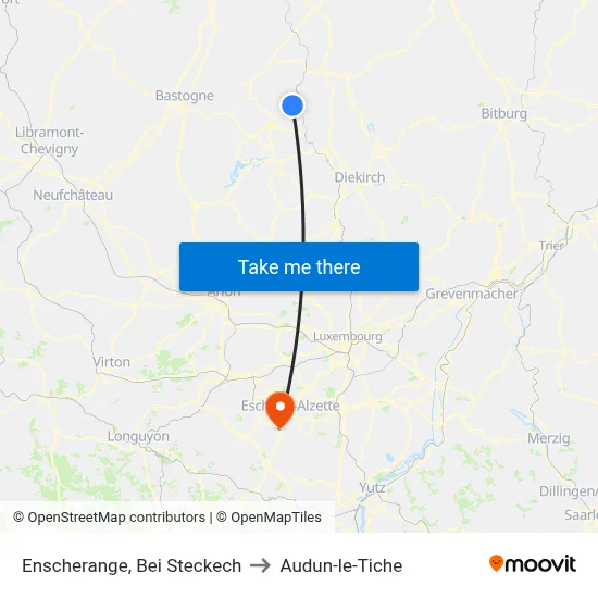 Enscherange, Bei Steckech to Audun-le-Tiche map