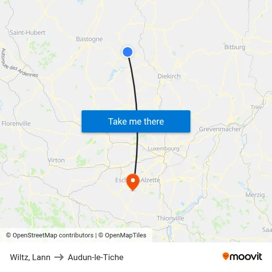 Wiltz, Lann to Audun-le-Tiche map