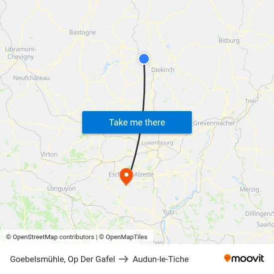 Goebelsmühle, Op Der Gafel to Audun-le-Tiche map