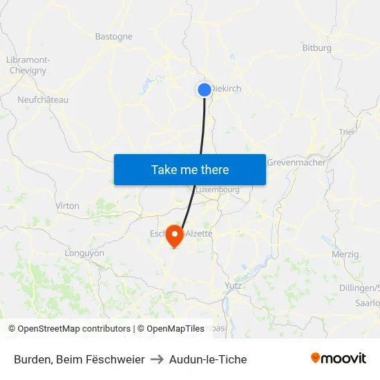 Burden, Beim Fëschweier to Audun-le-Tiche map