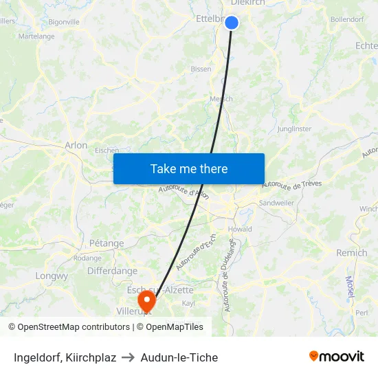 Ingeldorf, Kiirchplaz to Audun-le-Tiche map