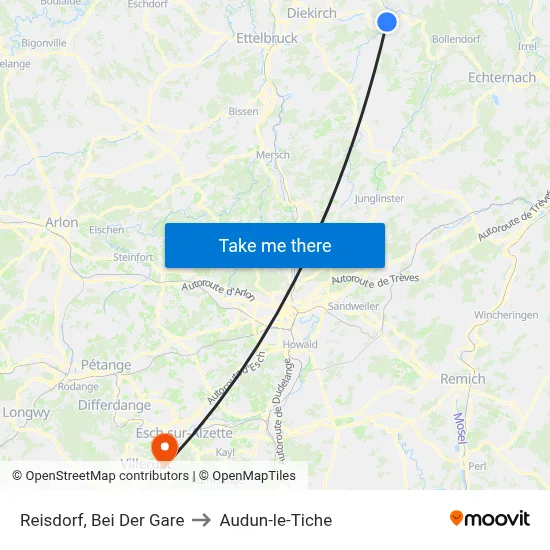 Reisdorf, Bei Der Gare to Audun-le-Tiche map