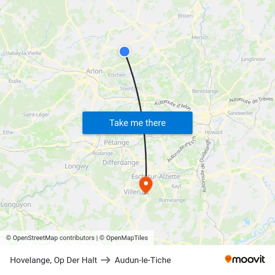 Hovelange, Op Der Halt to Audun-le-Tiche map
