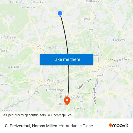 G. Préizerdaul, Horass Millen to Audun-le-Tiche map