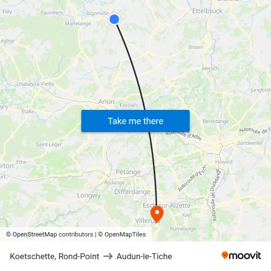 Koetschette, Rond-Point to Audun-le-Tiche map