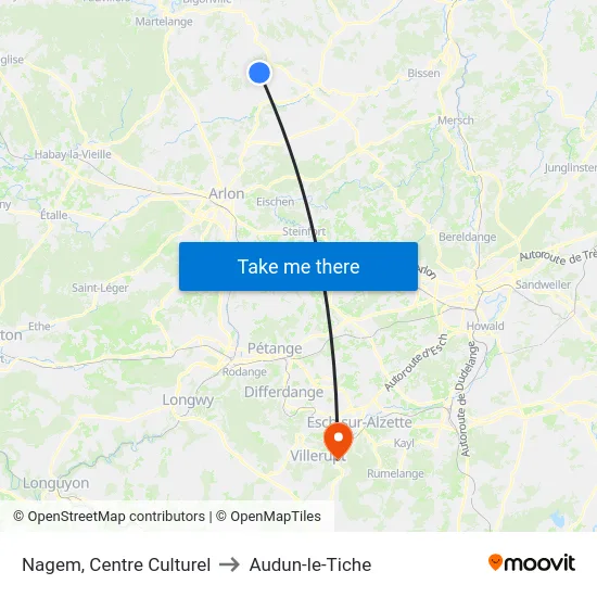 Nagem, Centre Culturel to Audun-le-Tiche map