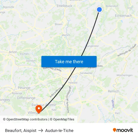 Beaufort, Aispist to Audun-le-Tiche map