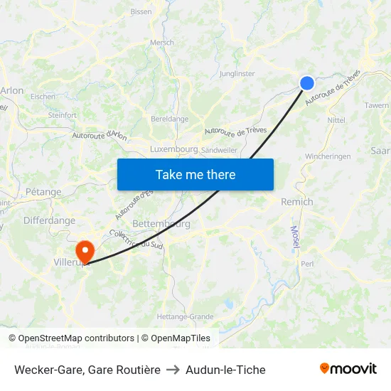 Wecker-Gare, Gare Routière to Audun-le-Tiche map