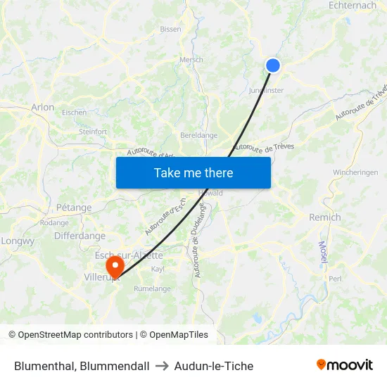 Blumenthal, Blummendall to Audun-le-Tiche map