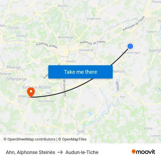 Ahn, Alphonse Steinès to Audun-le-Tiche map