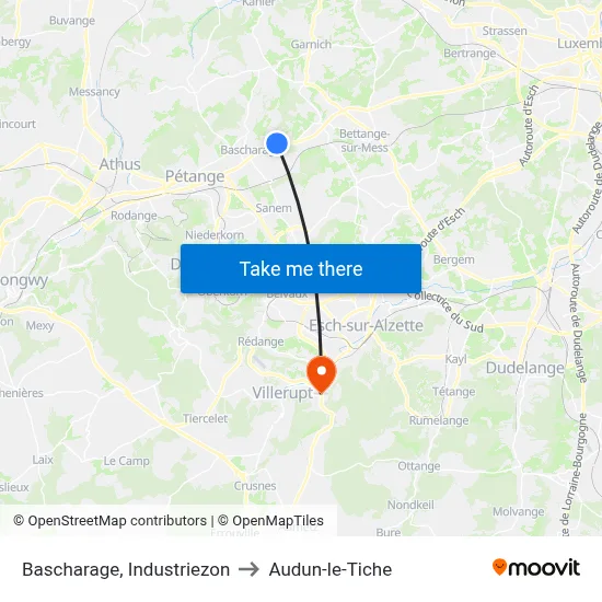 Bascharage, Industriezon to Audun-le-Tiche map
