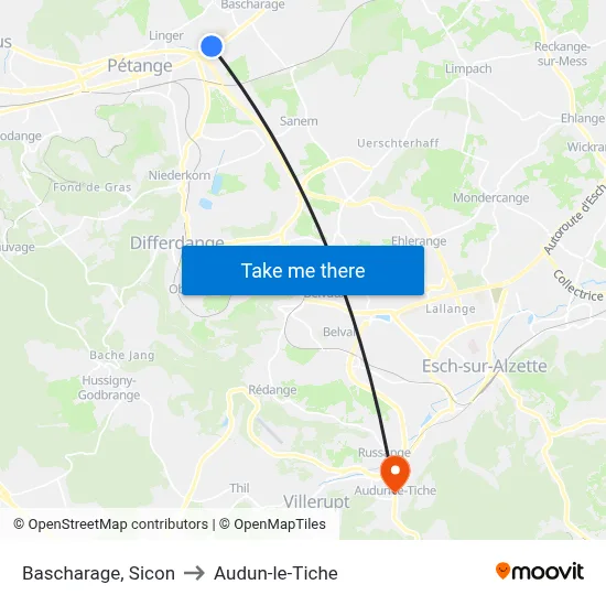 Bascharage, Sicon to Audun-le-Tiche map