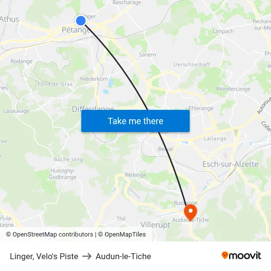 Linger, Velo's Piste to Audun-le-Tiche map