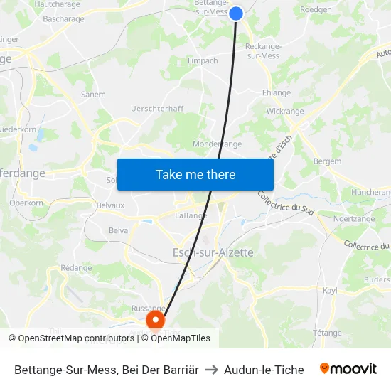 Bettange-Sur-Mess, Bei Der Barriär to Audun-le-Tiche map