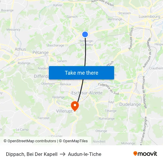 Dippach, Bei Der Kapell to Audun-le-Tiche map