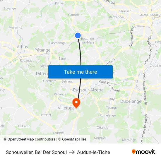 Schouweiler, Bei Der Schoul to Audun-le-Tiche map