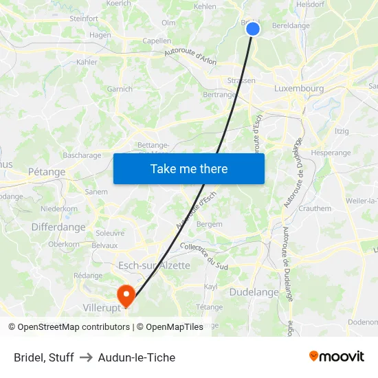 Bridel, Stuff to Audun-le-Tiche map