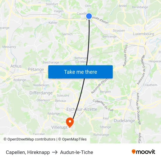 Capellen, Hireknapp to Audun-le-Tiche map