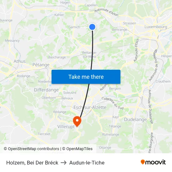 Holzem, Bei Der Bréck to Audun-le-Tiche map