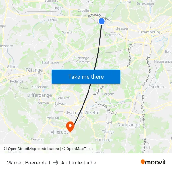 Mamer, Baerendall to Audun-le-Tiche map