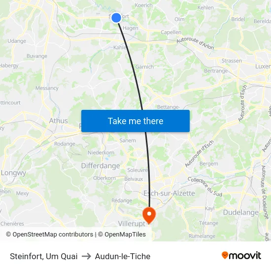 Steinfort, Um Quai to Audun-le-Tiche map