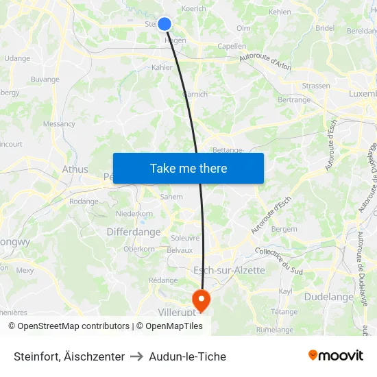 Steinfort, Äischzenter to Audun-le-Tiche map