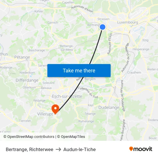 Bertrange, Richterwee to Audun-le-Tiche map
