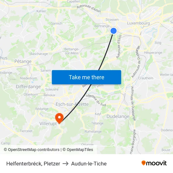 Helfenterbréck, Pletzer to Audun-le-Tiche map