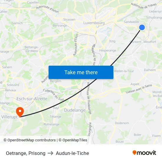 Oetrange, Prisong to Audun-le-Tiche map