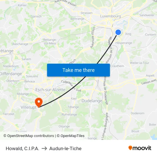 Howald, C.I.P.A. to Audun-le-Tiche map
